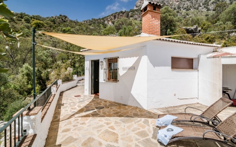 Su amplia terraza da a la piscina 